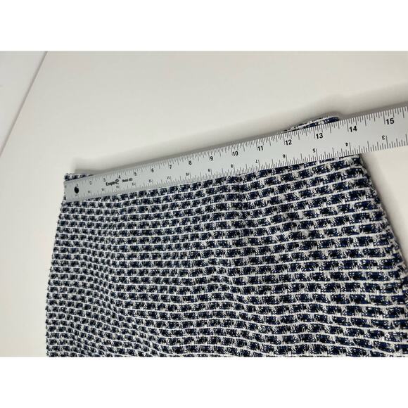 Calvin Klein Skirt Tweed Geometric Pencil Straight Mini Lined Blue Black Size 2 - Picture 10 of 11
